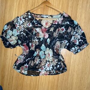 American Rag Cie Fitted Floral Sheer Blouse